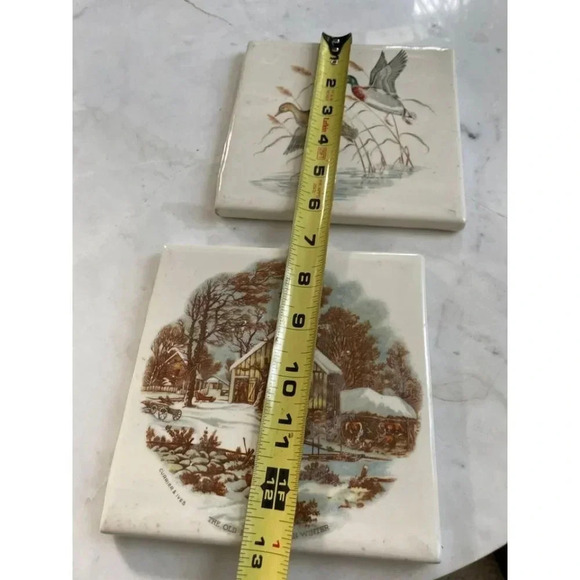 Currier & Ives ER 1972 Ceramic Tile The Old Homestead & Ducks - Picture 7 of 10